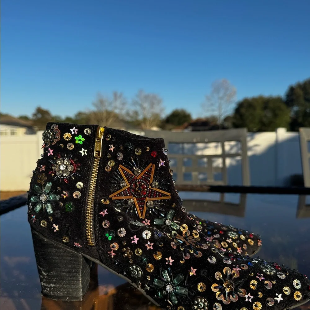 Embellished Black Ankle Boots - Picture 5 of 10